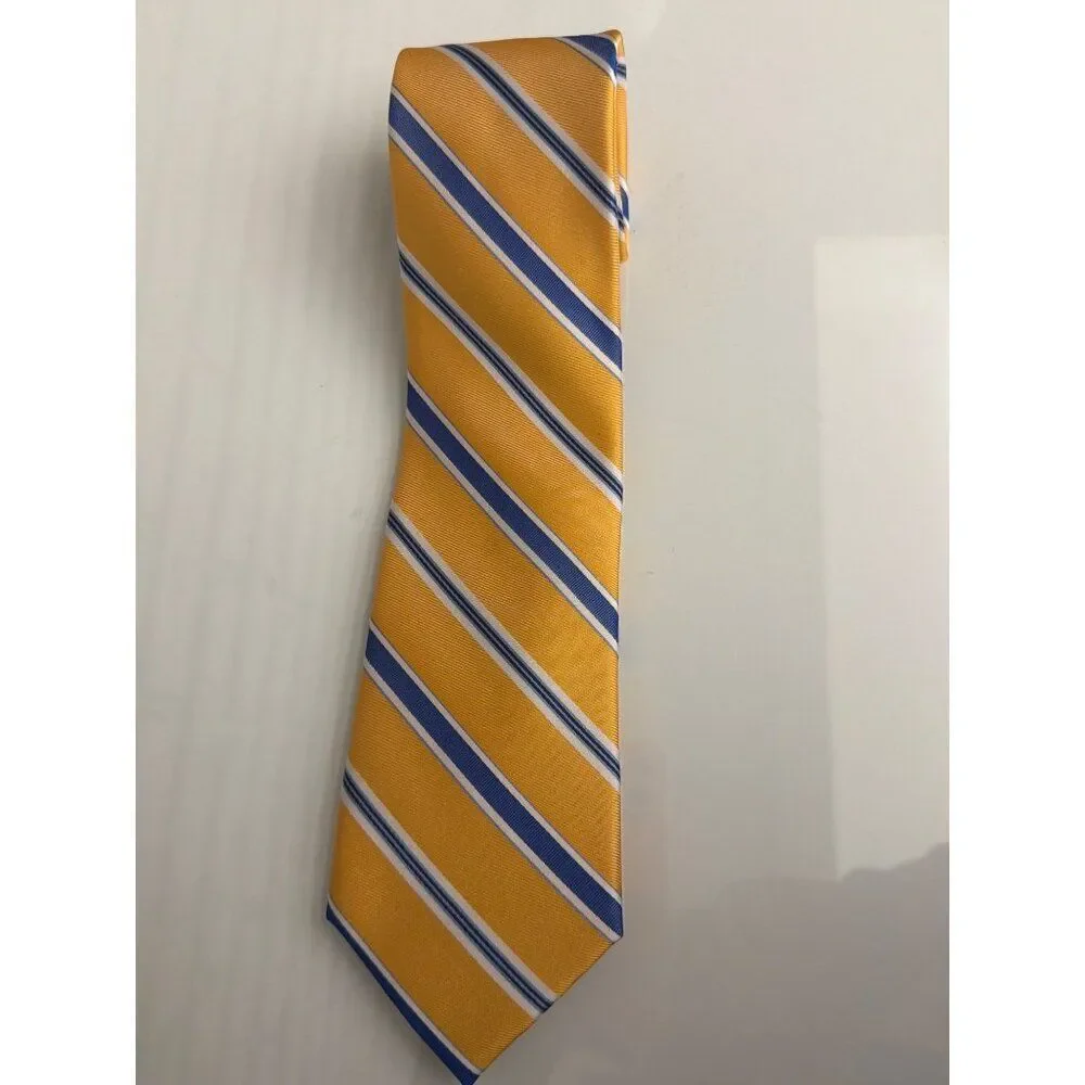 Tommy Hilfiger Yellow Blue White Stripe  Woven Silk Men’s  Necktie